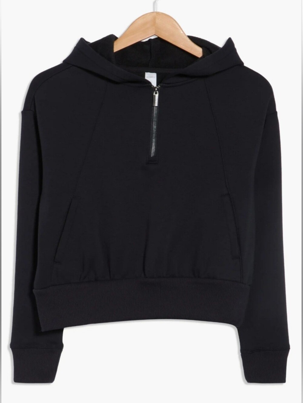 Marika Black Crop Quarter Zip Hoodie
